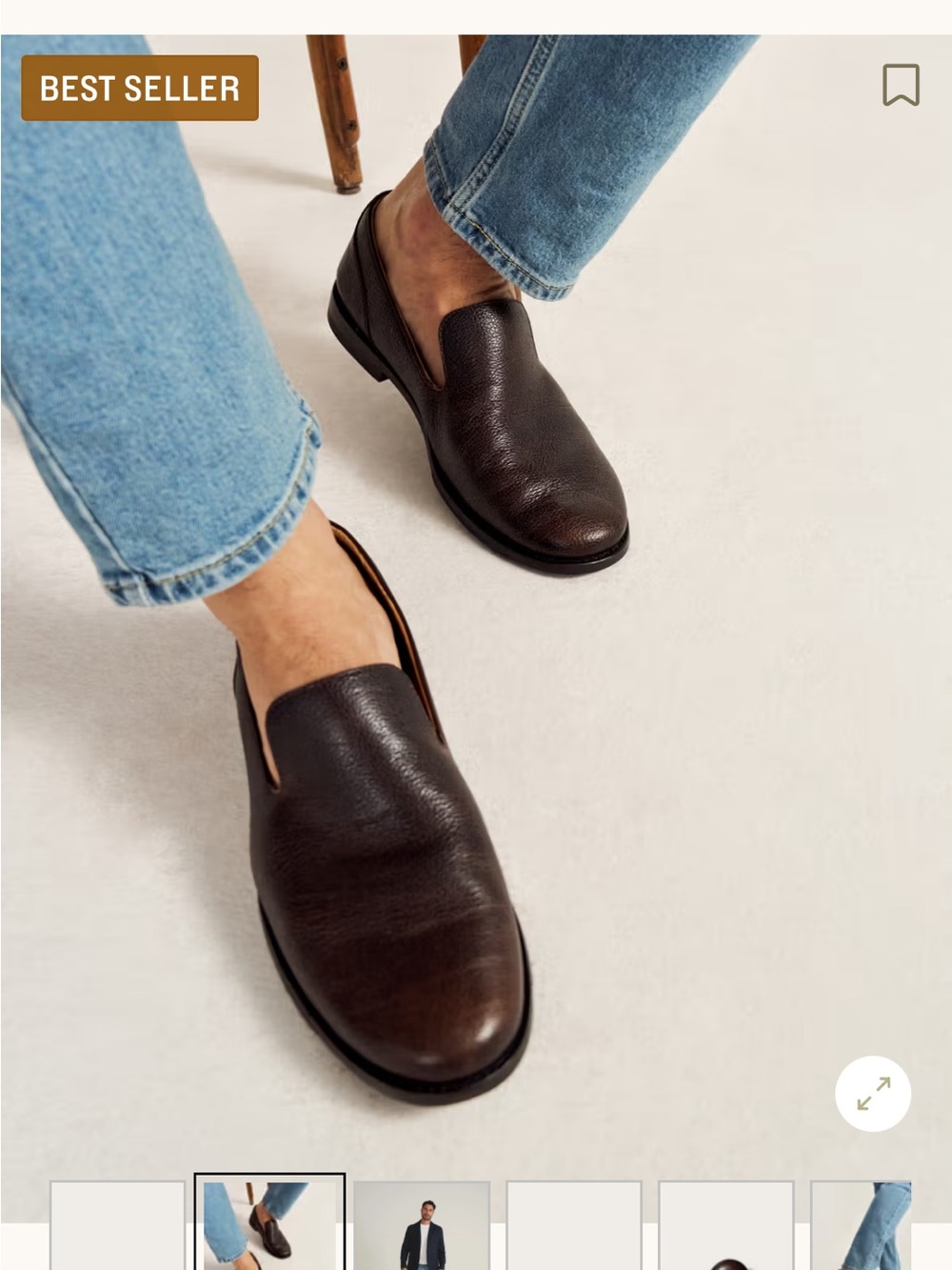 Tecovas Dark Brown Pebbled Leather Slip-On Loafer